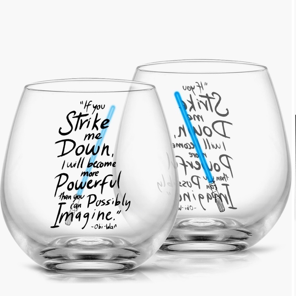 NIB Set of 2 Star Wars JoyJolt Obi-Wan Kenobi Drinking Glasses - Picture 6 of 9